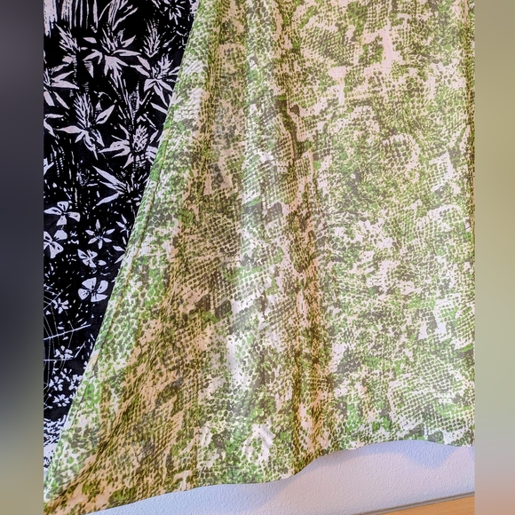 Modern Lime Green Snake Print Y2K Inspired Mesh Midi Skirt Set - Picture 5 of 6